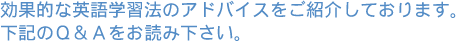 効果的な英語学習法のアドバイスをご紹介しております。下記のQ&Aをお読み下さい。